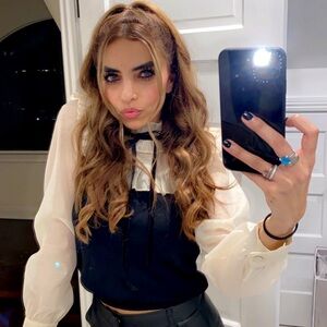 Zara Black and Cream Ruffled Women's Top
worn once
size s